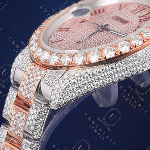Montre mécanique personnalisée, diamant moissanite taille ronde, acier inoxydable, analogique, automatique, artisanale, bijoux sertis de pierres - Product Image 4