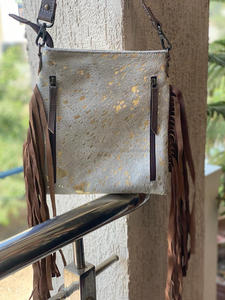 Sac à bandoulière à franges en cuir de vachette métallisé usiné à la main de style occidental Sac à main cartable en cuir véritable de haute qualité pour femmes - Product Image 5