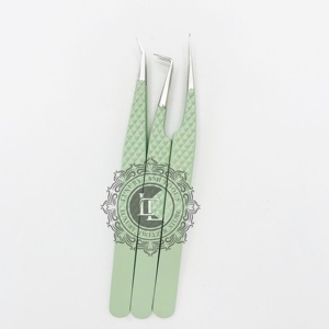 Pince à épiler d'extension de cils Lite vert menthe et pointe d'argent Diamond Grip Label privé en acier inoxydable durable testé à la main - Product Image 6