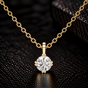 Pendentif solitaire en or massif 14K 18K avec diamant de laboratoire taille ronde, serti griffe, 0,50-2,00 CT DEF VVS, certifié IGI, bijoux classiques ODM - Product Image 1