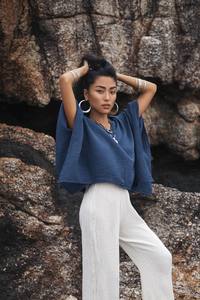 Blusa de Algodón con Estampado de Mariposas para Mujer, Marca Rust, Súper Suave, Estilo Boho, Informal, Ligera, para Uso Diario - Product Image 3