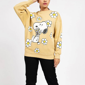 Sweat-shirts décontractés pour femmes au design tendance, légers, unis, 100% coton, respirants, disponibles dans toutes les couleurs avec logo sur le devant - Product Image 2