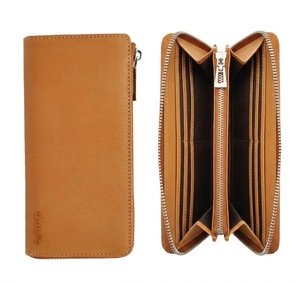 Castello Genuine Cowhide Soft Leather Long L-Zipper <b>Wallet</b> Unisex Embossed Logo Polyester Lining 100% QC Inspected Interior Zip - Product Image 1