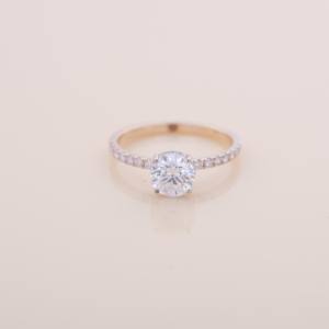 IGI Certified Round Brilliant Lab Grown Diamond Solitaire Engagement/Wedding Ring in <b>Solid</b> 925 Sterling <b>Silver</b> with Pavé Band - Product Image 1