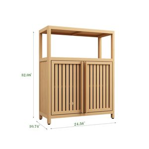 Armadio in Bambù di Grande Capacità con Ripiani per Bagno o Soggiorno - Product Image 5