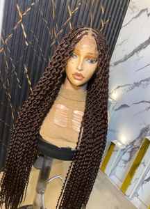 Perruque synthétique tressée de haute qualité, brun foncé, avec dentelle frontale HD invisible, tresses doubles complètes, pré-plumée - Product Image 2