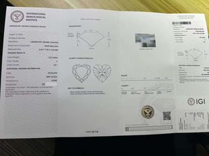 Diamants blancs cultivés en laboratoire en forme de cœur certifiés IGI 1,53 ct/1,02 ct, pureté VVS, diamants en vrac pour bijoux, diamant de laboratoire CVD - Product Image 6