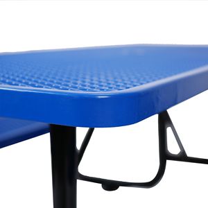 Tavolo da Picnic Rettangolare in Acciaio BLU da 6 Piedi per Esterni con Palo per Ombrellone, Set da Giardino - Product Image 3
