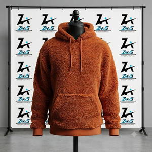 Sweat-shirt à capuche en polaire sherpa pour homme, coupe oversize, couleur unie, décontracté, pour l'hiver, anti-boulochage, tricoté - Product Image 1