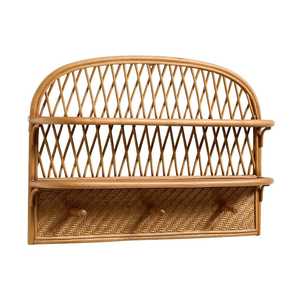 Premium Rattan Wall Shelf With Hanger Children Furniture Boho 2 Tier Cross Pattern <b>Storage</b> Organizer Pegs Board Wholesale - Product Image 1