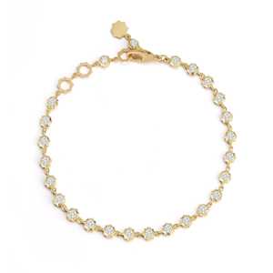 Pulsera de tenis de diamantes con corte brillante redondo, oro de 14k y 18k, engaste de bisel con diseño de espiga, eslabones geométricos, estilo vintage, cadena apilable, venta al por mayor - Product Image 5