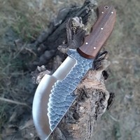 Pisau Tracker Baja Karbon Tinggi Berkualitas Tinggi Buatan Tangan dengan Gagang Kayu dan Sarung Kulit Halus Pisau Survival Bushcraft