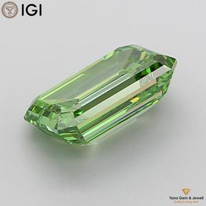 CVD Lab Grown Diamond VS1 Clarity Fancy Vivid <b>Green</b> Color 3.00 CARAT Emerald Cut With IGI Certified For Custom Wedding Ring - Product Image 5