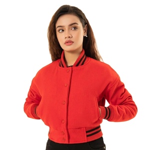 Chaquetas Cortas Estilo Universitario para Mujer, Chaqueta Universitaria Corta Personalizada con Mangas de Lana, Chaquetas Cortas Estilo Universitario para Mujer OEM - Product Image 1