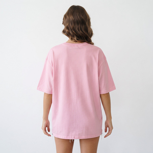 Camisetas de Verano para Mujer de Alta Calidad, Cuello en V, Color Rosa Sólido, Talla Grande, Logotipo Personalizado, Algodón GSM - Product Image 2