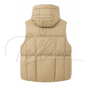 Chaleco Acolchado sin Mangas con Capucha para Mujer, Color Sólido, Cierre de Cremallera, Transpirable, Resistente al Viento, Prenda Exterior de Poliéster Ecológico, Corte Regular - Product Image 2