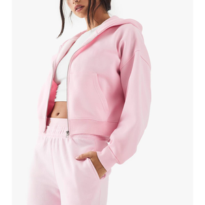 Sweat à capuche épais en tissu 2026, style streetwear, avec fermeture éclair, 3D embossé, 420 GSM, 100 % coton, pour adolescentes, mignon - Product Image 2