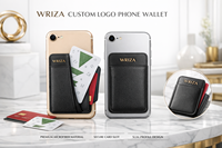 Portefeuille adhésif pour téléphone portable en microfibre avec logo personnalisé Wriza, porte-cartes d'identité et de crédit avec rabat pour smartphone