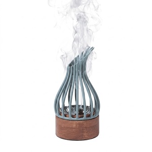 Brûleur d'encens moderne en bois avec couvercle architectural, Bakhoor Mabkhara arabe de luxe pour la décoration intérieure et l'aromathérapie - Product Image 1