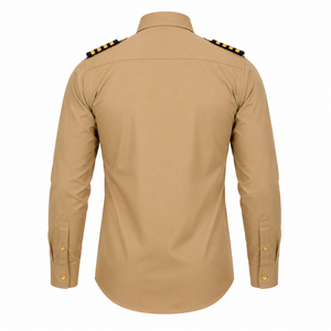 Chemise d'uniforme de sécurité en coton kaki à manches longues unisexe avec épaulettes et boutons sur le devant pour le service - Product Image 2