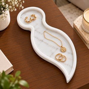 red marble tray scalloped tray decorative tray organizer tray <b>desk</b> tray <b>vanity</b> tray jewelry tray serving tray stone tray home - Product Image 5
