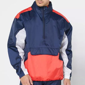 Veste de pluie pour homme, style sportif, coupe-vent, demi-zip, col montant, polyester, respirante, pour l'automne, avec blocs de couleur - Product Image 4