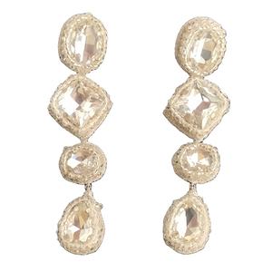 Pendientes de plata con cristales bordados a mano para mujer, aretes grandes a precio competitivo - Product Image 1