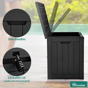 Boîte de rangement en résine imperméable de 30 gallons avec couvercle verrouillable, rangement extérieur portable pour meubles de patio - Product Image 4