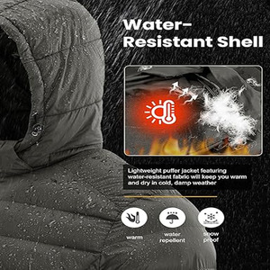 <b>Cheap</b> Light Warm Puffer Jacket Custom Logo Polyester Stand Collar Hooded Winter <b>Padded</b> Coat for Men - Product Image 6