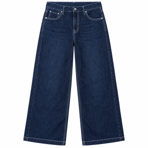 Jean Indigo Foncé Classique Coupe Droite en Denim Cinq Poches Style Décontracté Streetwear Tendance Vente en Gros Fournisseur OEM Personnalisé - Product Image 5