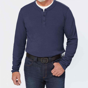 Camiseta Henley Premium para Hombre, Tejida, 100% Algodón, Logotipo Personalizado, Transpirable, Suave, Corte Holgado Informal, Duradera, de Alta Calidad - Product Image 2