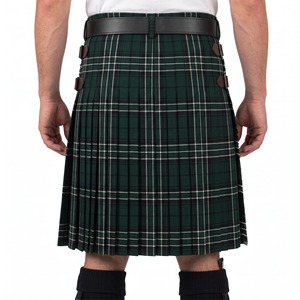 Kilt écossais à carreaux verts de haute qualité pour hommes avec ceinture et boucle en cuir, kilt tartan pour hommes - Product Image 2