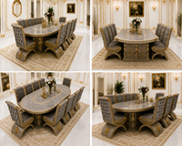 Ensemble de table et chaises de style impérial européen, ensemble de table à manger haut de gamme avec chaises rembourrées, meubles de salle à manger pour la maison, Royaume-Uni