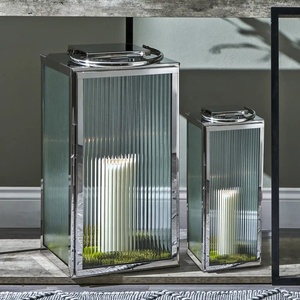 Portavelas de Metal y Vidrio Acanalado de Acero Inoxidable, Linternas y Frascos para Decoración Festiva del Hogar, Último Modelo en Venta - Product Image 2