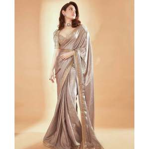 Sari con borde de encaje de diseñador con vestidos elegantes de trabajo bordado Dori - Product Image 6