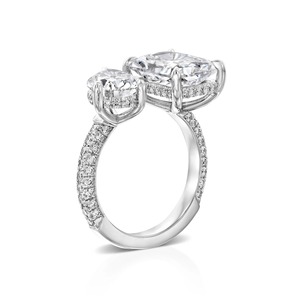 Bague Statement Femme Double Pierre 6,50 Carats en Or Massif 14K Certifié IGI, Taille Poire et Taille Radiant, Cultivée en Laboratoire, Toi et Moi - Product Image 3