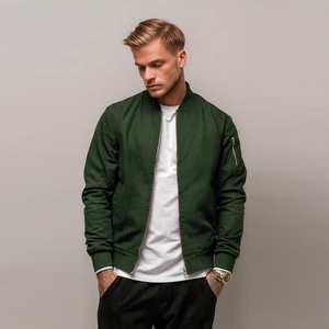 Chaquetas Bomber Personalizadas 100% Satén, Chaqueta Bomber de Color Satinado Elegante para Hombre, Estilo Urbano, Chaqueta Bomber con Bolsillos en las Mangas para Hombre - Product Image 1