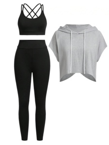 Custom ODM 3 Piece Seamless Yoga Set Women <b>Loose</b> Crop <b>Top</b> <b>Cami</b> Bra High Waist Leggings - Product Image 2