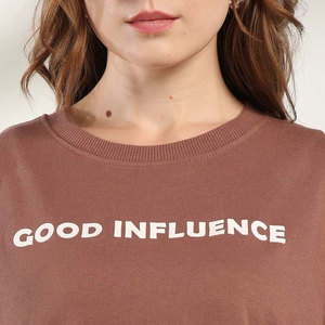 Sweat-shirt à capuche oversize pour femme Good Influence, manches longues, tricoté en polyester/coton, style streetwear, écologique, automne - Product Image 5