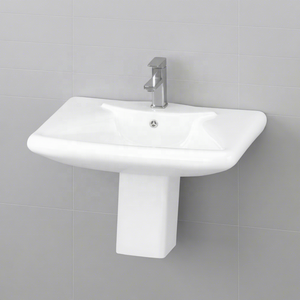 Lavabo ovale moderne en céramique sur pied pour hôtel - Product Image 2