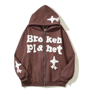 Sweat à capuche unisexe personnalisé avec impression en relief, coupe oversize et carrée, en coton, décontracté, écologique, pour l'hiver - Product Image 1