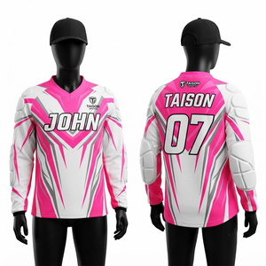 Camiseta de Paintball para Hombre, 220g, Secado Rápido, Antibacteriana, Transpirable, Protección UV, Malla de Poliéster, Rosa, Blanco, Gris, Panel Acolchado - Product Image 1