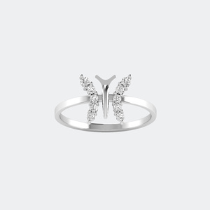 แหวนเพชรทรงกลม 0.30 กะรัต ดีไซน์ผีเสื้อแบบเรียงต่อกัน สไตล์มินิมอล - Product Image 2