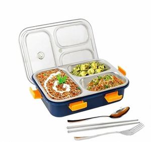 High Stainless Steel Airtight Leak Proof 3-Compartment 800ml Food <b>Storage</b> Lunch <b>Box</b> for Teenagers Adults Easy Clean Bulk Price - Product Image 5