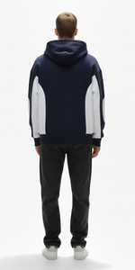 Sweat à capuche unisexe surdimensionné bleu marine et blanc, personnalisé avec logo, épais, respirant, imperméable, style streetwear, avec poche - Product Image 6