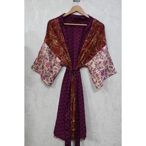 Robe longue kimono en soie patchwork, robe de mariée bohème, robe sexy imprimée faite à la main pour femmes - Product Image 2