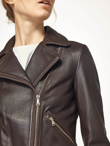 Sheep Skin Breathable Moto <b>Jacket</b> Asymmetrical Zip Front Woven Leather Skin Leather <b>Jackets</b> - Product Image 5