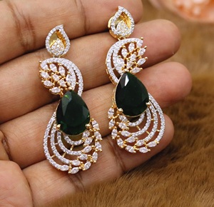 Stylish <b>Silver</b> Plated Asscher Cut Crystal Drop Earrings With Rhinestone Lock Design For Women Wedding Classic Jewelry Collection - Product Image 3
