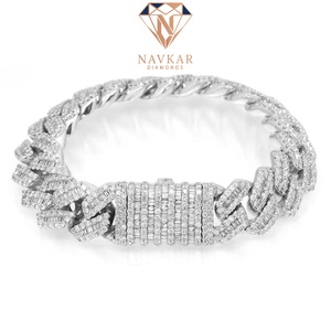 925 Sterling Diamond Bracelet with <b>Iced</b> <b>Out</b> Stainless Steel Cuban <b>Chain</b> Bracelet Jewelry for Women Office Wear or Events Use - Product Image 2