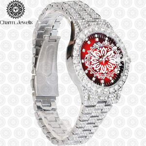 Montre de luxe pour homme Charm Jewells en acier inoxydable, cadran bleu, bracelet en cristal, analogique, mécanique, boîtier de 40 mm, date automatique, étanche 10 bars - Product Image 2